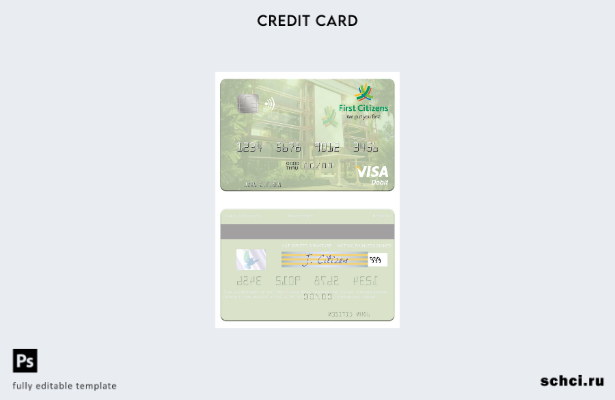 скачать цифровую версию шаблона дебетовой карты Visa Trinidad and Tobago First C